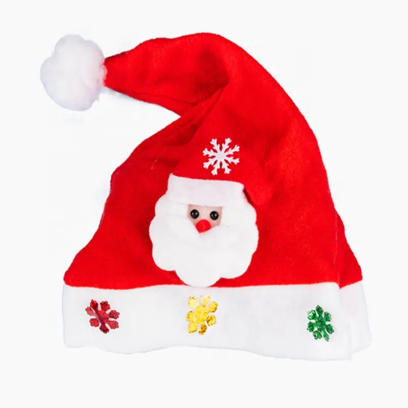Vente en gros de bonnet de Noël avec LED Cadeau de fête Article Fournitures Tissu d'hiver Chapeau de Noël pour bébés, enfants et adultes Chapeaux de Père Noël