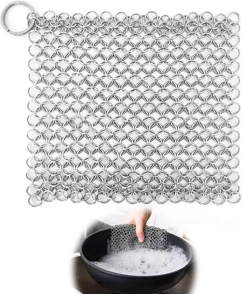 Kitchen dishwasher cleaning ball chainmail scrubber 304 316 stainless steel wire brush pot mesh for cleaning