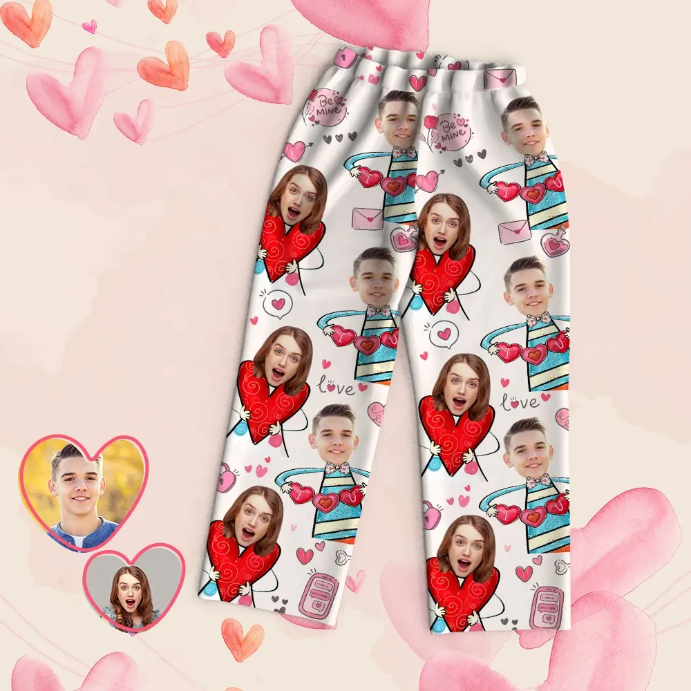 PRINT ON DEMAND poD Ready to ShipIn StockFast DispatchPersonalized Face Long Sleeve Pyjamas Women Custom Photo Valentine's Day Sleepwear Sets Couple Pyjamas