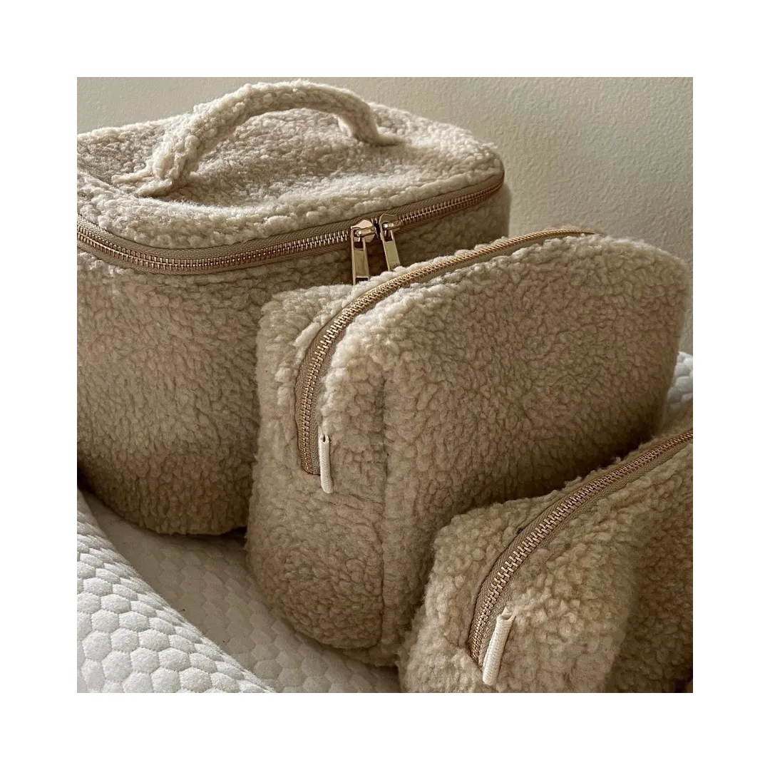 INS Hot Sell Travel Waterproof Grande Capacidade Maquiagem Escova Cosmetic Bag Quilted Fleece Corduroy Pouch