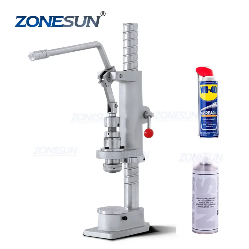 ZONESUN ZS-YG25 수동 스프레이 페인트 에어로졸 밸브 캔 압착 캡핑 기계