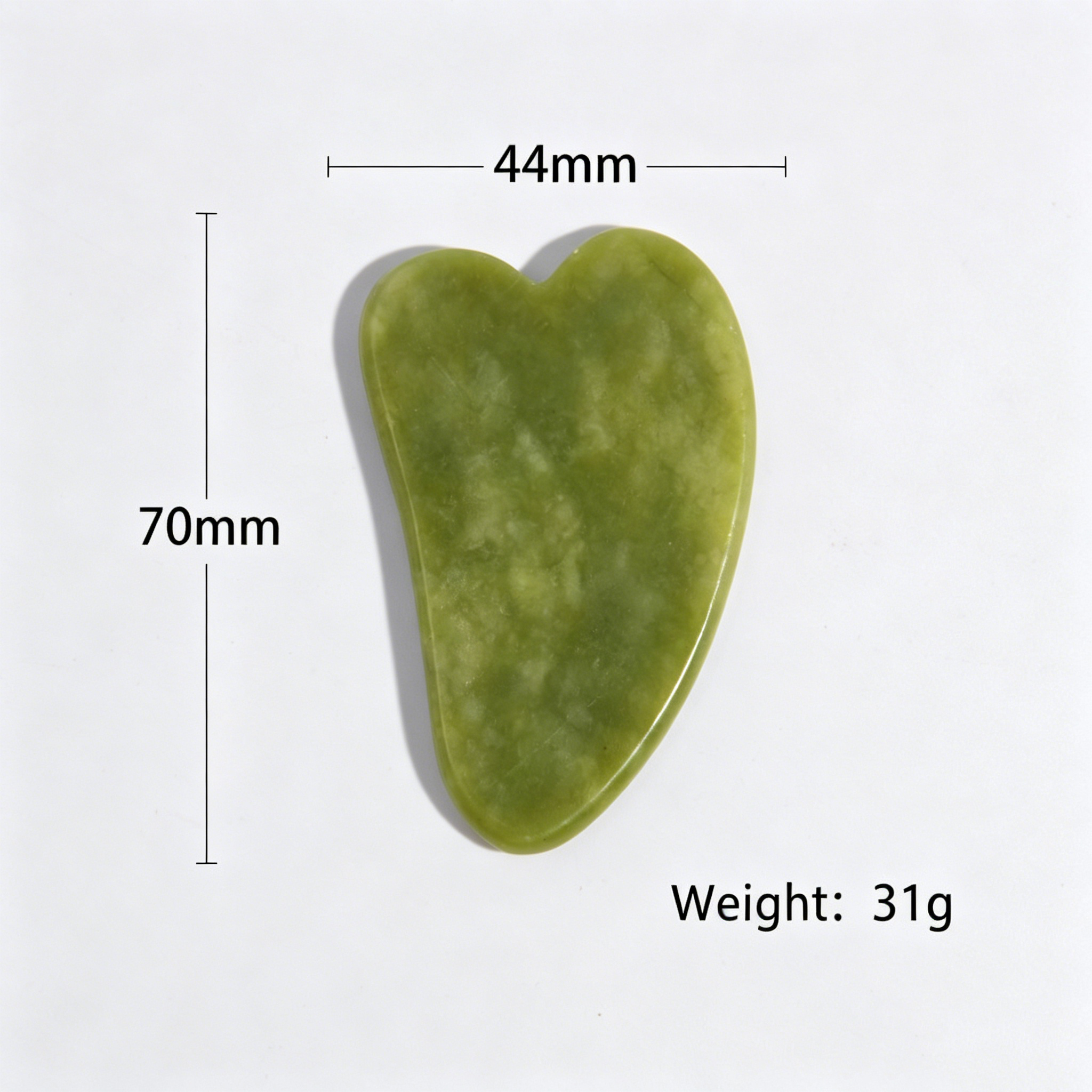 Herramienta Gua Sha de cuerno de buey pequeño, color verde claro.