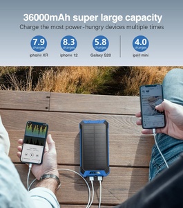 בנק כוח סולארי 30000mAh מטען נייד לטלפון סולארי עם פנס LED חבילת סוללות גיבוי לטעינה מהירה לכל הטלפונים הסלולריים