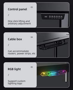 Soporte de escritorio de computadora de altura ajustable con función LED Marco de motores básicos Escritorio de juegos Cama Estudio Escritorio de mesa fabricado en China - Product Image 4