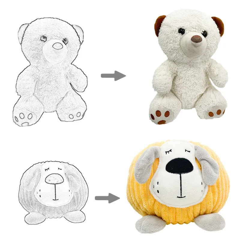 Animales de peluche personalizados, Material de felpa y tamaños personalizados, juguete suave para niños, venta al por mayor