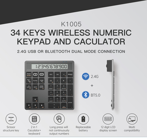 Dual mode bluetooth teclado numerico Mini 2.4G USB Wireless 2 in 1 34 tasti tastiera numerica e calcolatrice con Display LCD