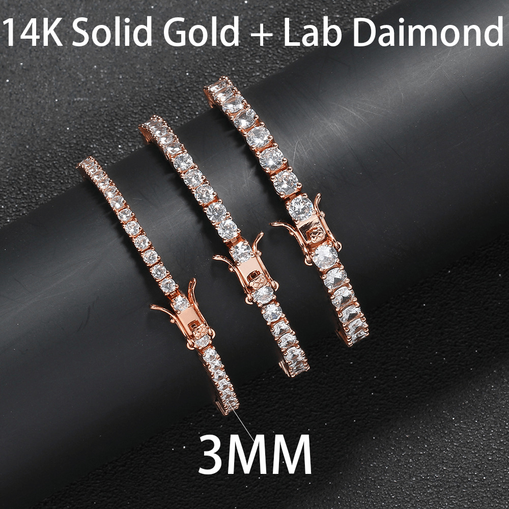 3MM 14k solid gold+lab diamond