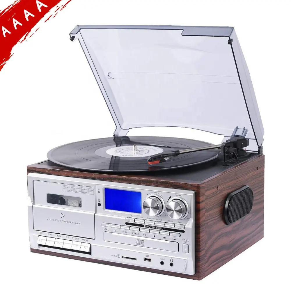 CE Free Customs Clearance Vinyl Record Player With CD Player Cassette Recording And Player USB SD FM Radio
