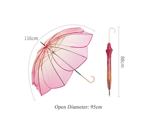 创意渐变透明莲花伞曲线手柄直筒透明花瓣伞雨 - Product Image 5