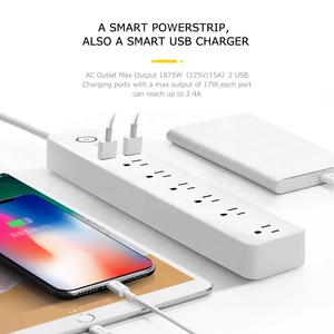6路美国开关插座电源板电涌保护器2 USB 15A扩展插座125V额定电压6插座-可用NFC SDK - Product Image 5
