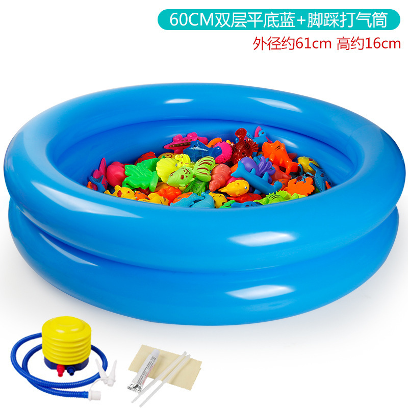 Piscina hinchable de fondo plano de doble capa azul 60CM