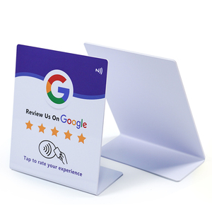 PVC Table Display Acrylic TAP Stand Plaque Five Sign Tags Karte NFC 5 Star Rfid QR <strong>Code</strong> 120X120mm Google Review Epoxy Sticker - Product Image 4