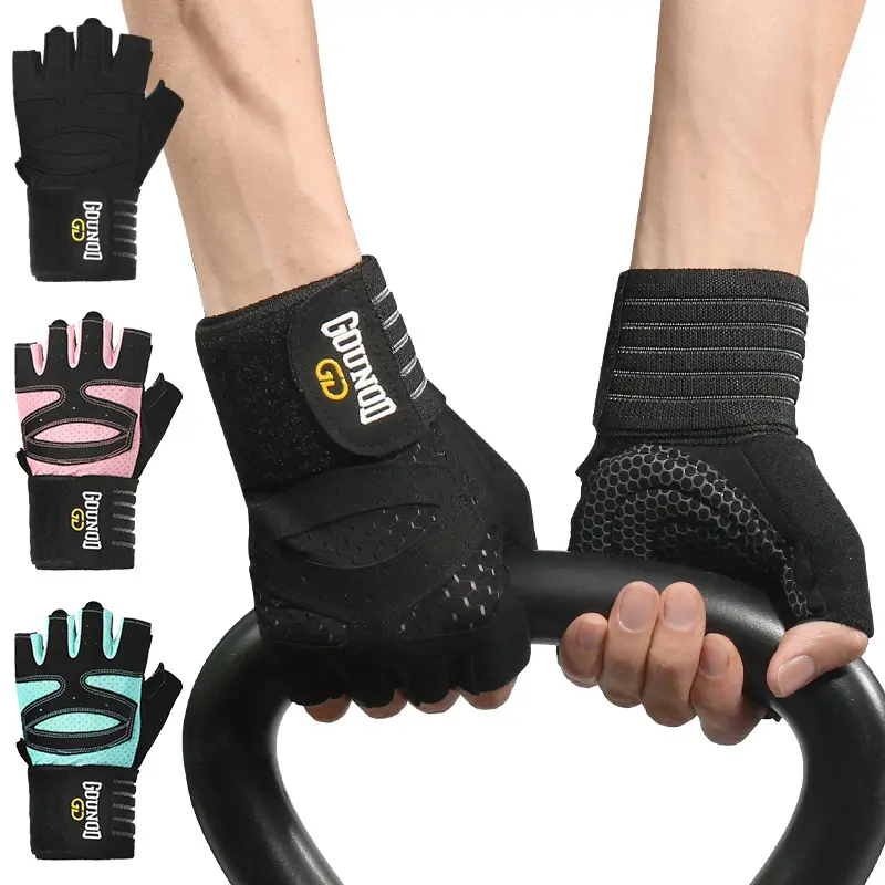 Tùy chỉnh biểu tượng Trọng lượng nâng Găng tay tập luyện với cổ tay bọc hỗ trợ cho nam giới đầy đủ bảo vệ lòng bàn tay tập thể dục găng tay