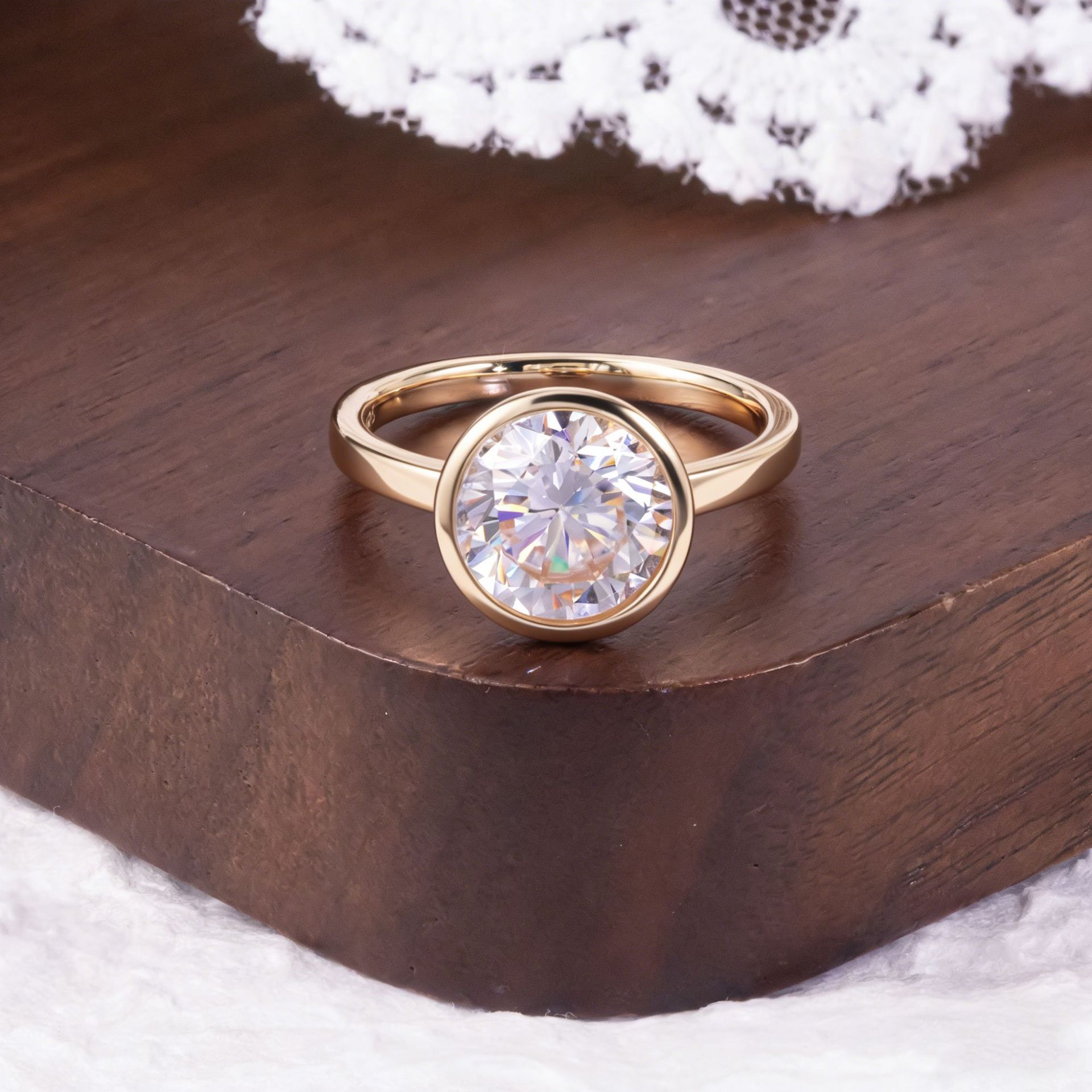 Anillo de moissanita de 3 quilates redondo