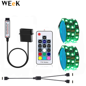 2 шт цветных (RGB) светодиодных лент свет полный комплект для компьютера ПК Molex интерфейс питания фиксируется с помощью клейкой ленты пульт дистанционного управления цветом - Product Image 1