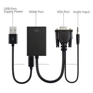 1080P <strong>VGA</strong> Adapter with Audio Male <strong>to</strong> Female Converter Cable for PC Laptop <strong>to</strong> HDTV Projector PVC Jacket for Cars and Computers - Product Image 2