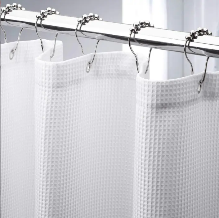 Waffle Weave Fabric Shower Curtain Hotel Spa Luxury - Heavyweight Curtains for Bathroom with Cloth Pique Pattern,Water Repellent