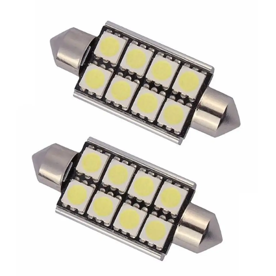 ऑटो एलईडी आंतरिक सजावट प्रकाश 42MM 12V 5050 8SMD Canbus कोई त्रुटि कार पढ़ने बल्ब लाइसेंस प्लेट दीपक के साथ