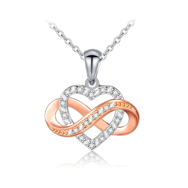 All'ingrosso della fabbrica incastro infinity ciondolo cuore collana in argento sterling