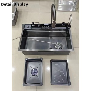 Modern popüler büyük tek Slot İşlevli lavabo Anti-Scratch LED fincan yıkayıcı ile dijital ekran şelale mutfak lavabo - Product Image 4