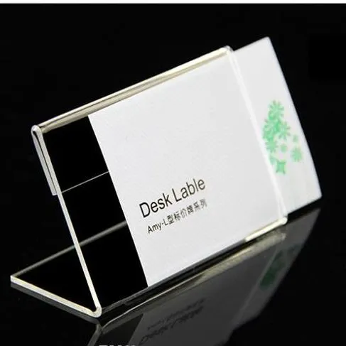 Clear L Shape Acrylic Table Sign Price Tag Label Display Paper Promotion Card Holder Stand High Quality