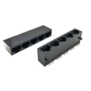 5921 yan giriş Ethernet konnektörleri 8 Pin çoklu port <span class=keywords><strong>Jack</strong></span> uzunluğu 72.33m Tab aşağı <span class=keywords><strong>1x5</strong></span> port Cat3 RJ45 PCB soket 8P8C kadın