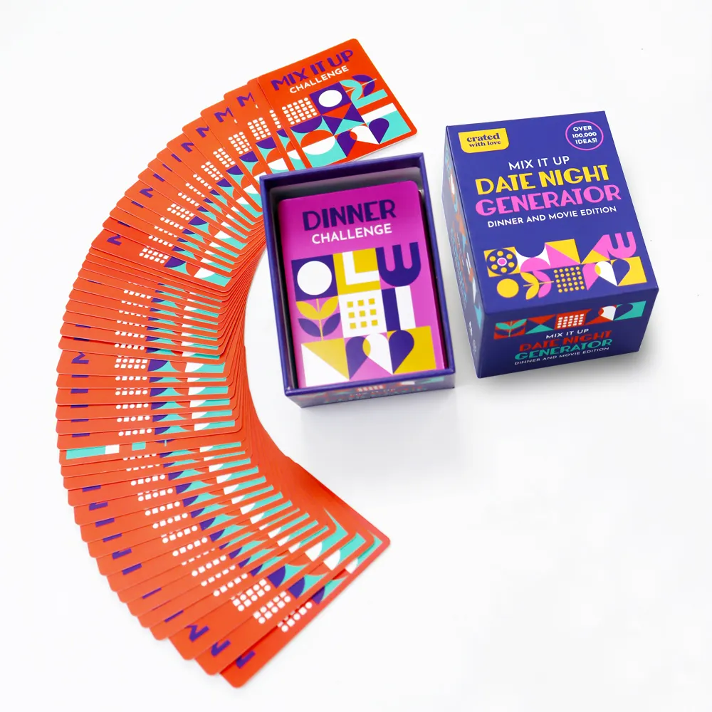 Usine imprimé amusant mélanger jusqu'à date nuit cartes jeu couple hommes femmes générateur intimes jeu de cartes personnalisé intéressant carte de jeu