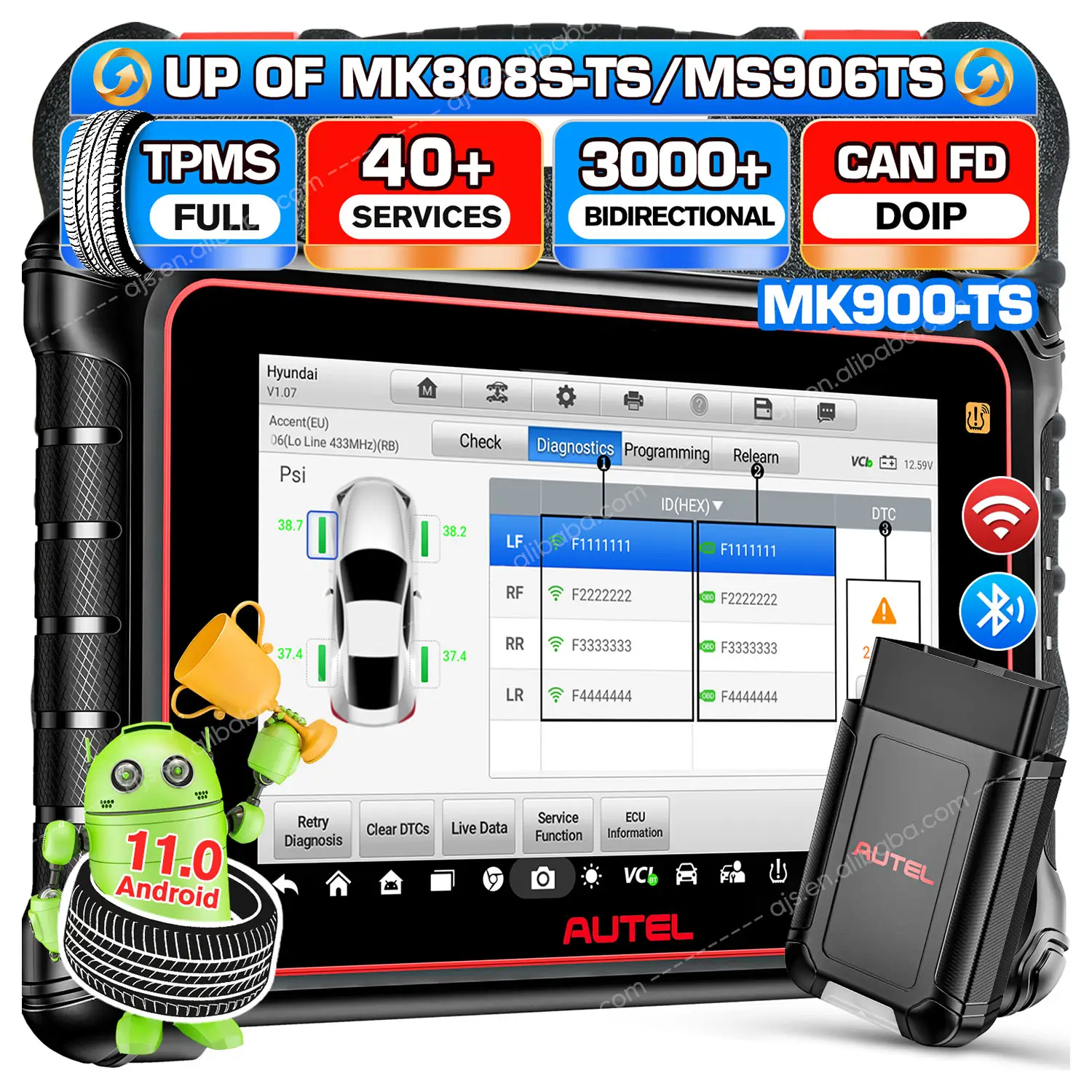 Autel MaxiCOM MK900 TS Автоматическая универсальная полная система OBD 2 сканер MK 900 MK900TS MK808 Автомобильный датчик TPMS Диагностические инструменты для автомобиля