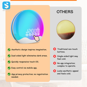 Novo Design Sleep Sound Machine Despertador Sunrise Acordar Luz Inteligente APP Configuração Função Ruído Branco Máquina com Luz Noturna