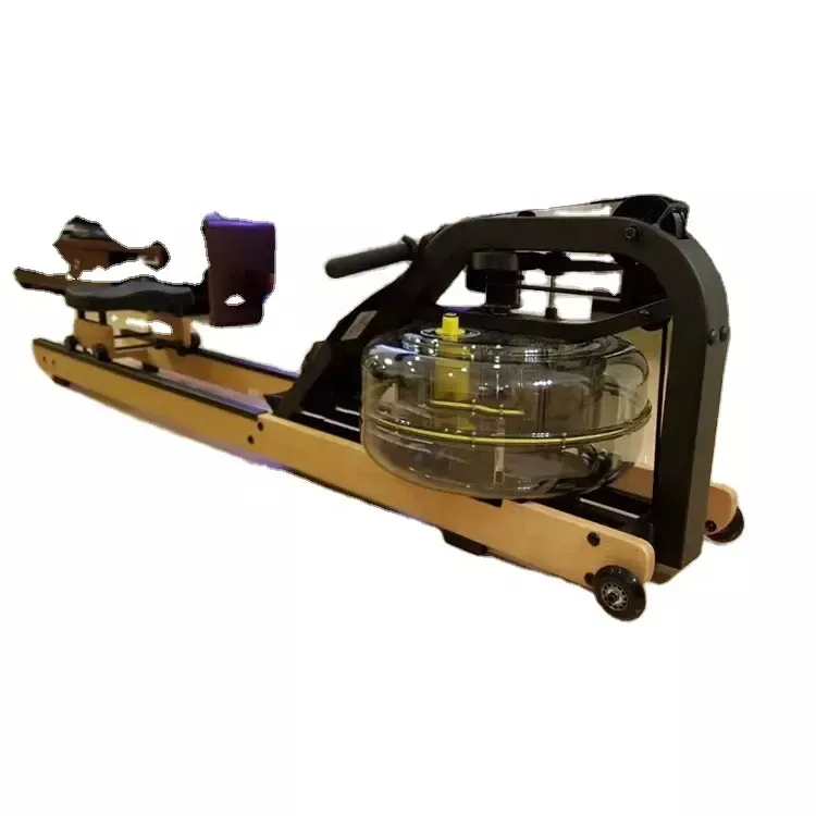 जिम उपकरण इनडोर कार्डियो रोवर्स लकड़ी के फ्रेम पानी की रोइंग मशीन