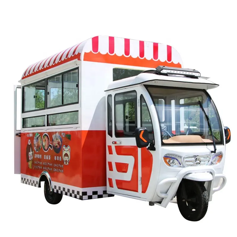 Street Gasoline Ice Cream Tricicle Truck Europe Petrol Mobile Tricycle Bike Food Cart for Sale in Malaysia