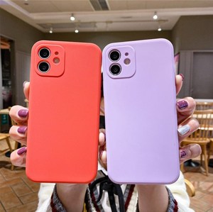 Yeni düz kenar Apple 12 cep telefonu kılıfı koruyucu kapak buzlu silikon TPU düz renk yumuşak kabuk Iphone - Product Image 3