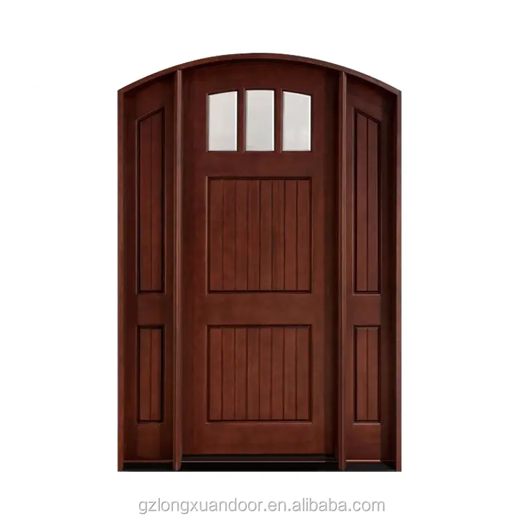 عرض رائع على الباب الرئيسي الخشبي الكلاسيكي المقوس ، تصميم خشبي فاخر ، خشب الساج الخارجي للمنزل
