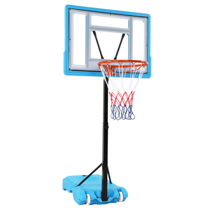 PVC şeffaf tahta sepet çerçeve ayarlanabilir 115-135cm havuz başı basketbol potası mavi - Product Image 2