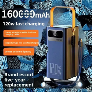160000mAh <strong>QC3.0</strong> 120W High Capacity <strong>Power</strong> <strong>Bank</strong> 4 USB 2 Type C &amp; Micro USB LED Display Fast Charging Outdoor-friendly Type-C Cable - Product Image 6