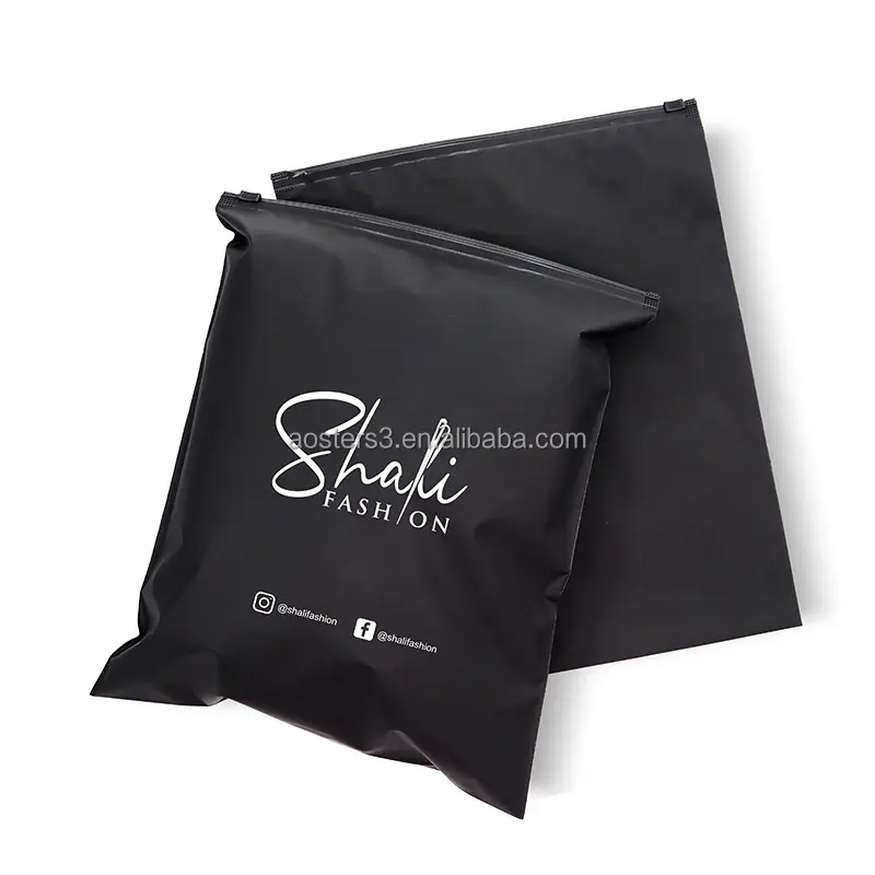 cpe black zipper bag frosted garment bag Garment seal pocket plastic black zipper bag