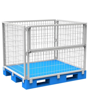 customized heavy duty metal collapsible steelerbulk <strong>container</strong> turnover <strong>stacking</strong> storage cage foldable pallet-packed oem supplier