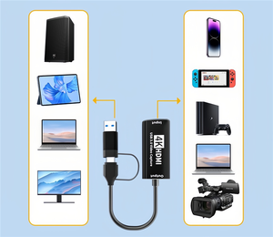 4K 2合1 Type-C USB 3.0至HDMI视频采集卡，用于游戏直播录像机的USB C USB3.0音频视频采集卡 - Product Image 3