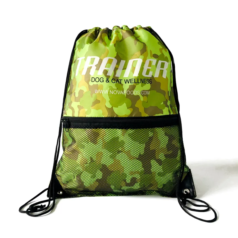 High Quality Waterproof Eco Custom Logo Design Printed Printed 210D Polyester Drawstring Bag