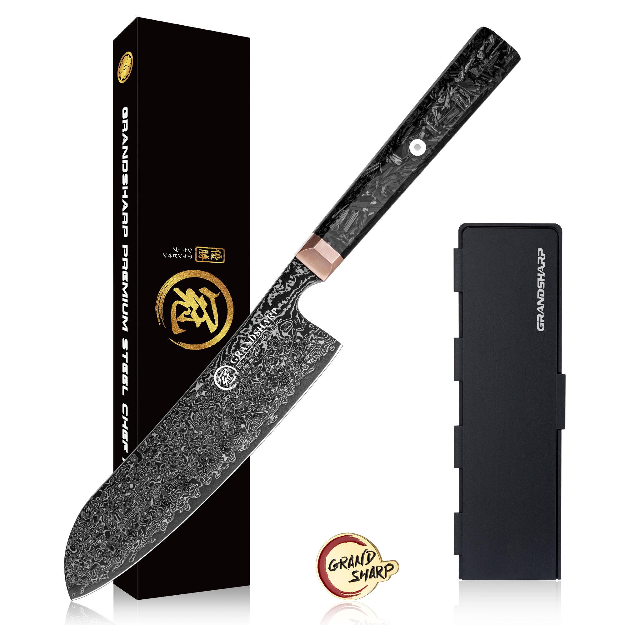 Cuchillo Santoku Negro de 7'' con Caja de Regalo