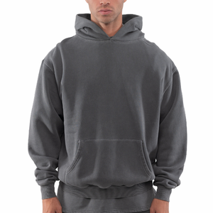 Yeni tasarım erkekler Hoodies pamuk ağır fransız Terry boy Streetwear Fit bırak omuz boş erkek Hoodie tişörtü