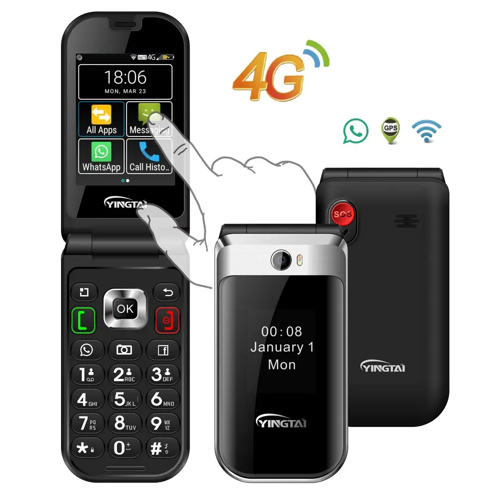 Ponsel Keypad Android Tiongkok, Telepon Genggam 3G/4G Volt Lte dengan Penguat Sinyal Seluler 2G 3G 4G