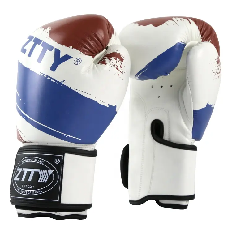 Guantes de boxeo de alta calidad para adultos, color negro, 12oz, profesional, con cordones, de cuero, logo personalizado