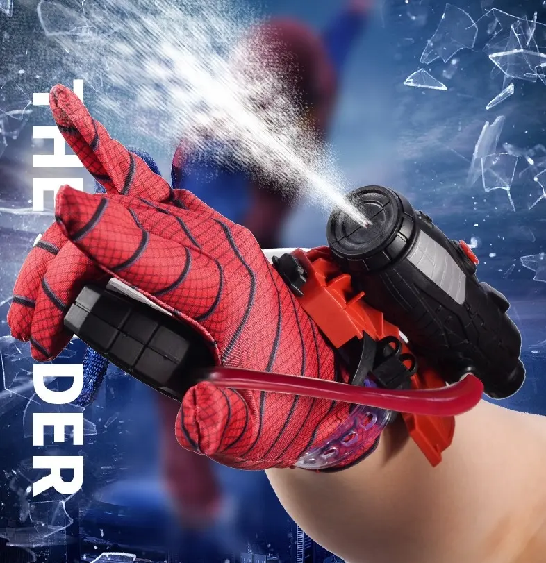 Spiderman Pistola de agua Superhéroe Presionado manualmente Lanza Muñeca usable Pistola de agua Verano Juguetes de playa
