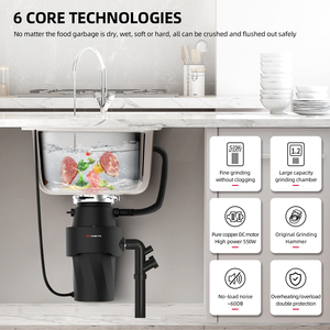 1.2L Stainless Steel Kitchen Waste <strong>Disposer</strong> with Easy Installation Commutator Motor and Sink Unit Food Waste Grinder - Product Image 3