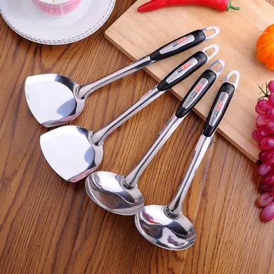Cucchiaio di vendita caldo manico in acciaio inossidabile di alta qualità accessori da cucina in silicone pala da cucina
