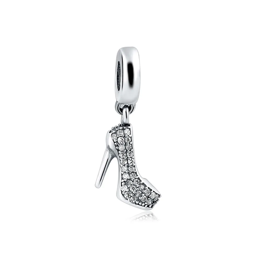 Fashion design 925 sterling silver high heeled shoes European charm bead