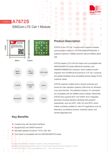 SIMCom 4G GPS LTE Módulo Cat 1 SMT Módem LCC A7672SA para módulo IC