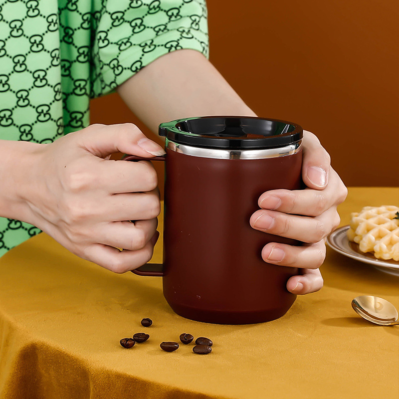 Anti-overflow Insulated Coffee Tumbler Cup 304 Stainless Steel Mug With Handle