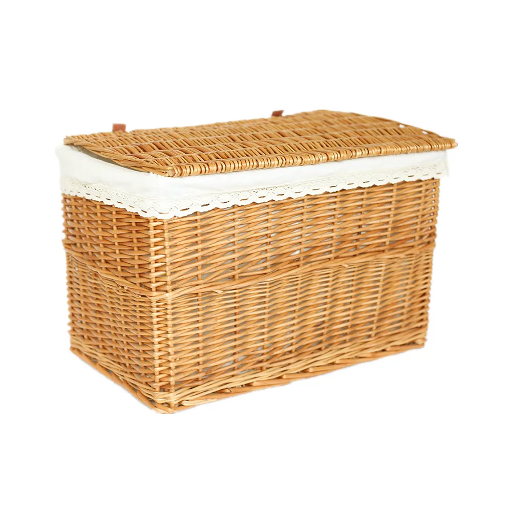 Caixa de armazenamento maleável de tecido, cesta de decoração para mesa de frutas, decoração de salgueiro
